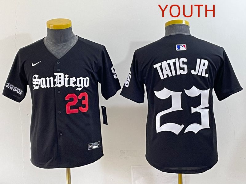 Youth 2025 San Diego Padres #23 Tatis jr Black Five generations Joint Name Nike MLB Jersey style 7